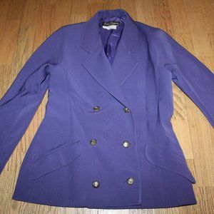 SALVATORE FERRAEGAMO PURPLE BLAZER JACKET COAT SIZE 42 SHOE ENAMEL BUTTONS